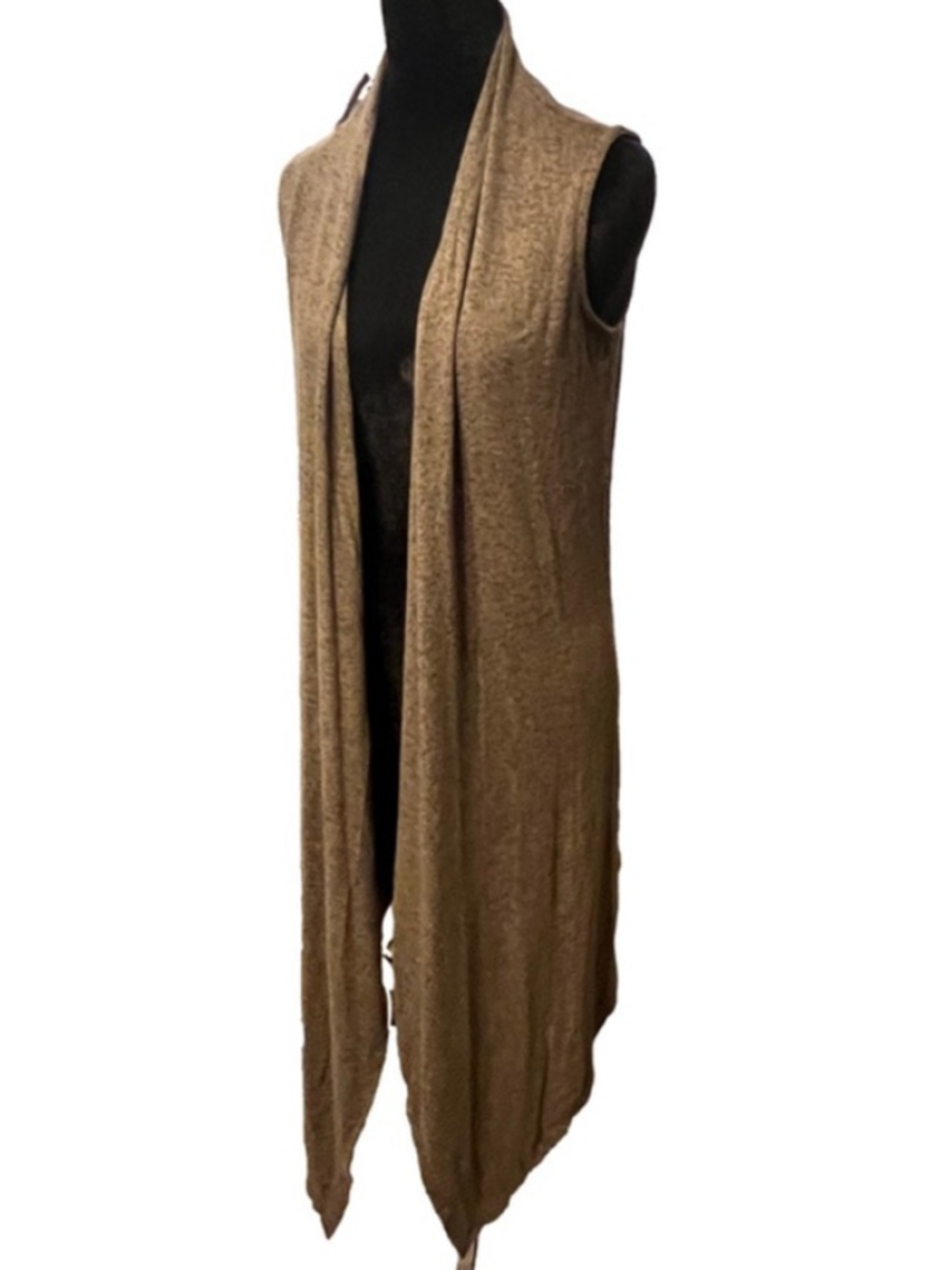 Joan Vass Olive Heather Sleeveless Draped Vest NWT